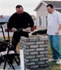 Helping my younger brother by building a brick mailbox stand, 2002. This brother had not grown up working with our father in the masonry business and he was only ten years old when our father died after a lengthy illness.