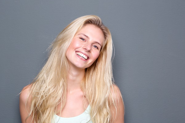 Portrait of a cheerful young blond Belarusian woman