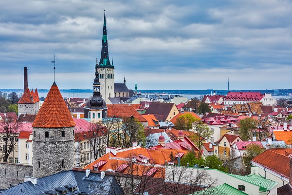 The view of an old town in Tallinn during the mid-day
